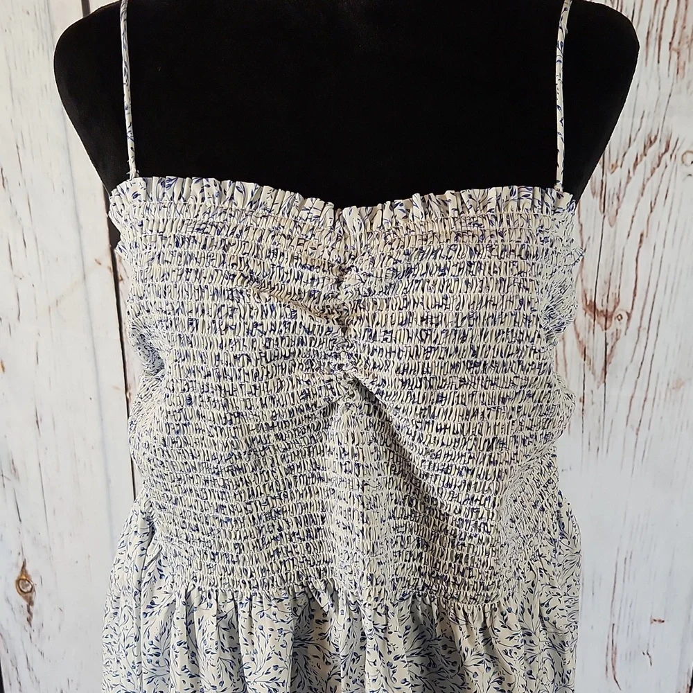 H&M White Blue Floral Strappy Dress XL NWT - Picture 2 of 8